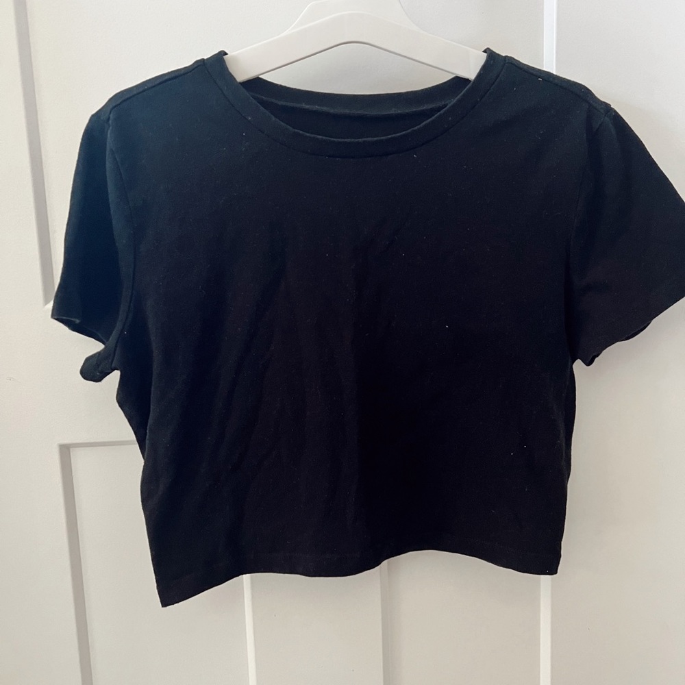 Wild Fable Black Fitted Crop T-Shirt
